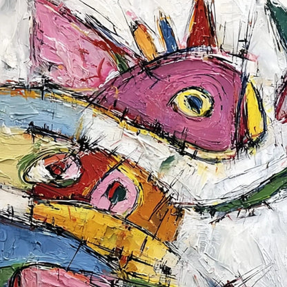CARNIVAL OF SOULS: Large Colorful Abstract Impasto | rectangular format, hand-painted canvas edge