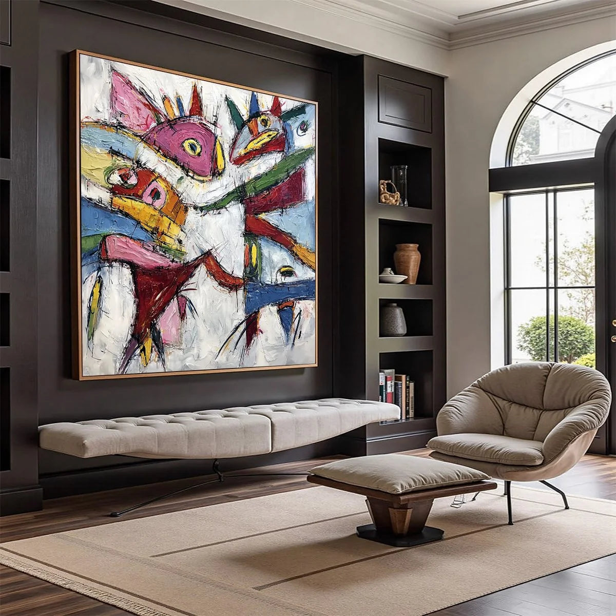 CARNIVAL OF SOULS: Large Colorful Abstract Impasto | textured impasto mood, soft natural light studio shot