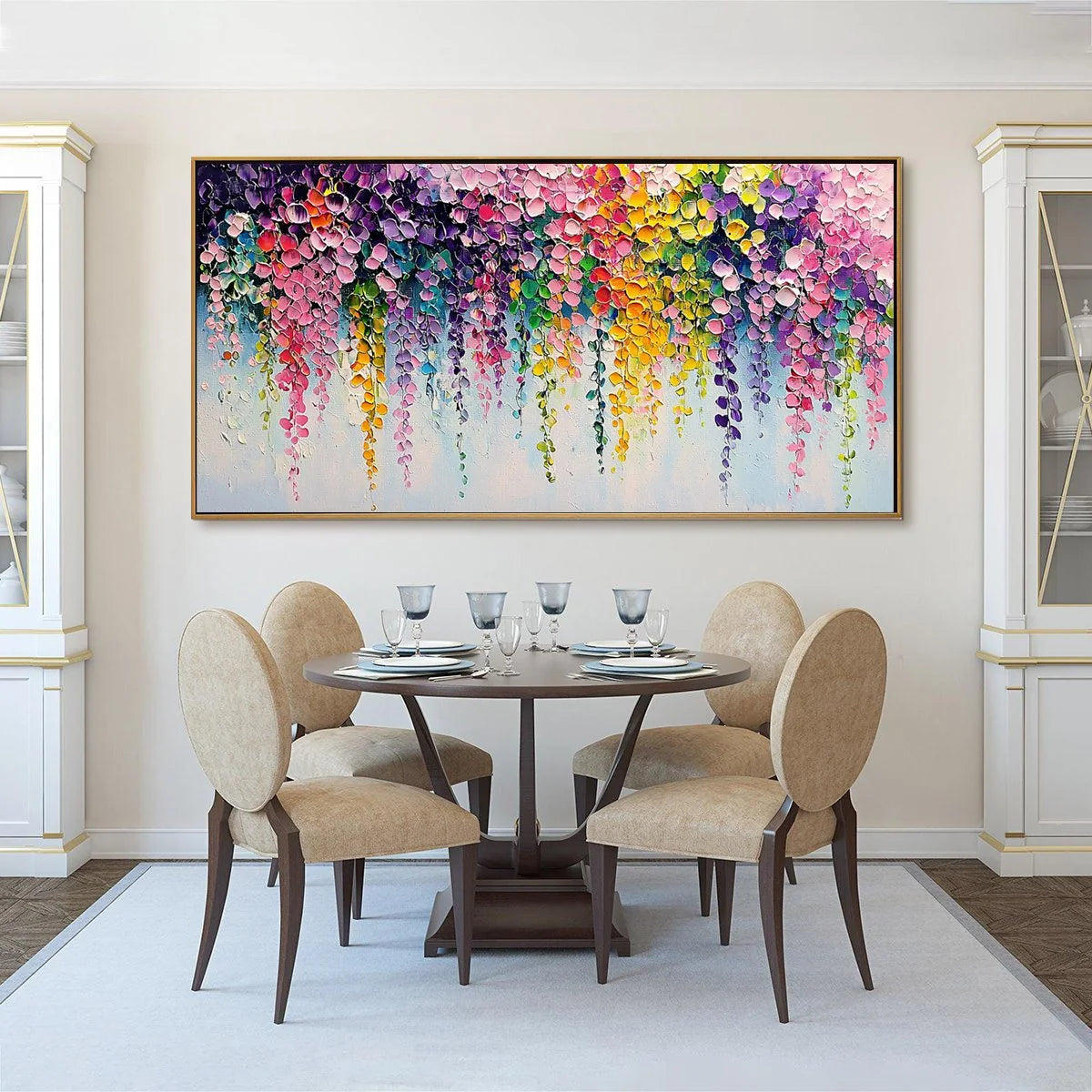 CASCADE OF COLOR: Textured Impasto Floral Oil Painting | rolled canvas, ready for custom framing
