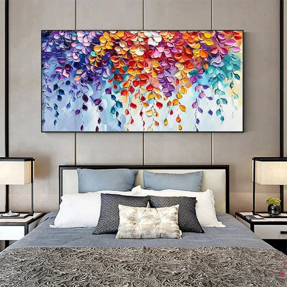 CASCADING COLOR Textured Floral Painting | colorful garden palette, square dining room art