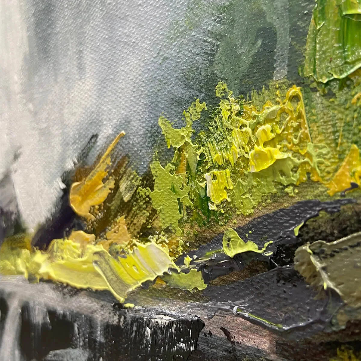 CASCADING MIST: Waterfall Landscape Nature Oil Painting | rolled canvas, ready for custom framing