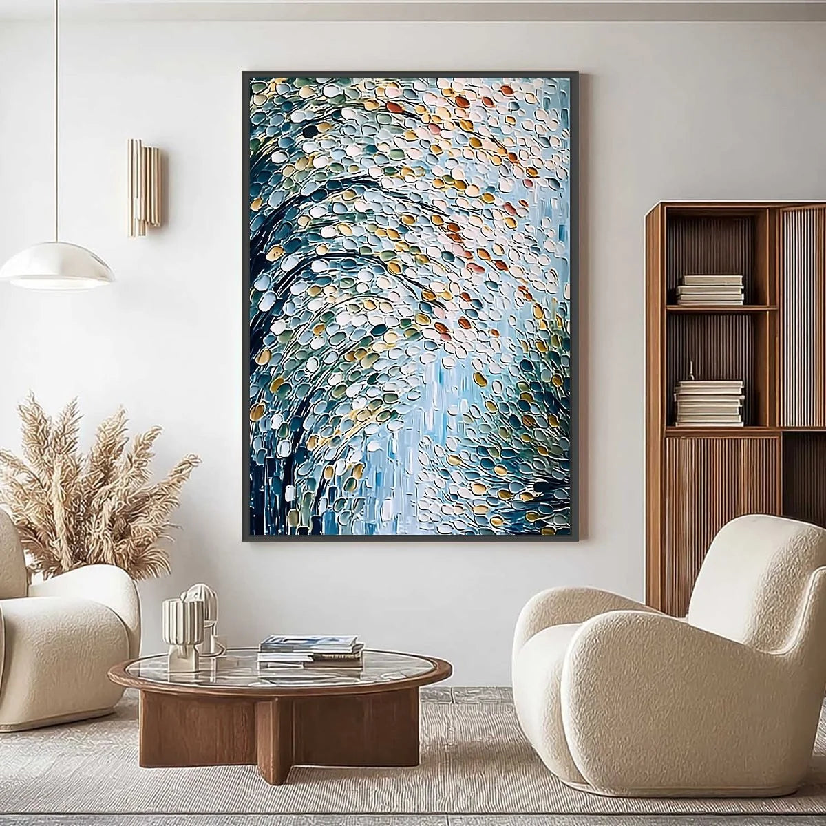 CASCADING PETALS: Heavy Texture Abstract Tree Impasto Painting | Abstract closeup, raised brushwork detail