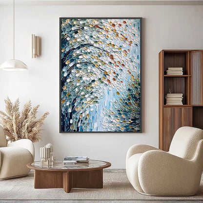 CASCADING PETALS: Heavy Texture Abstract Tree Impasto Painting | Abstract closeup, raised brushwork detail