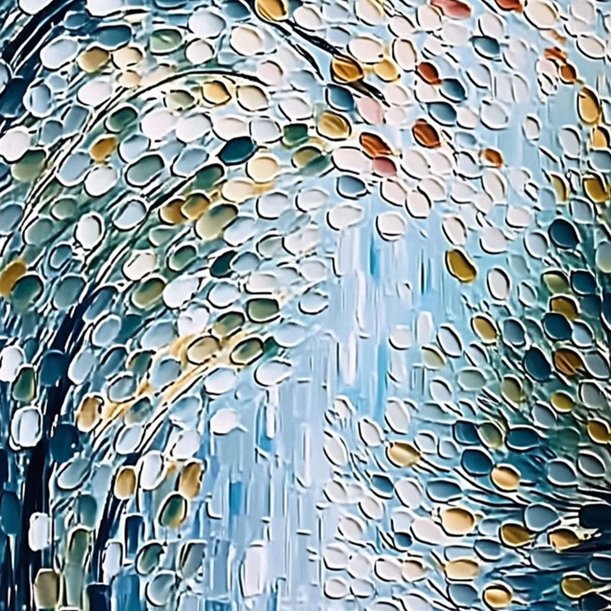 CASCADING PETALS: Heavy Texture Abstract Tree Impasto Painting | rolled canvas, ready for custom framing