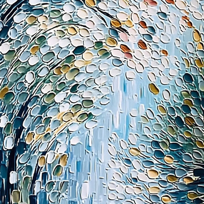 CASCADING PETALS: Heavy Texture Abstract Tree Impasto Painting | rolled canvas, ready for custom framing