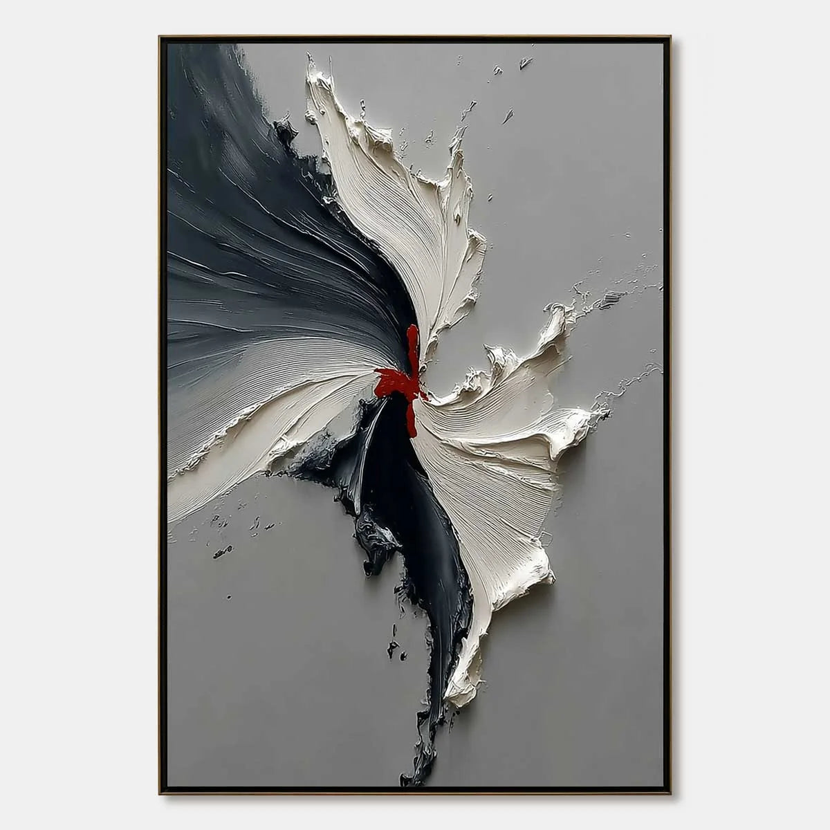 Catalyst: Grey & Black Textured Abstract Impasto Oil Painting | hanging in Grey and black textured abstract impasto oil painting; rich palette-knife work in moody, sophisticated tones creates a ref...