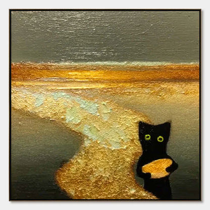 A Cat'S Treasure impasto painting, hand-painted by UArtShow