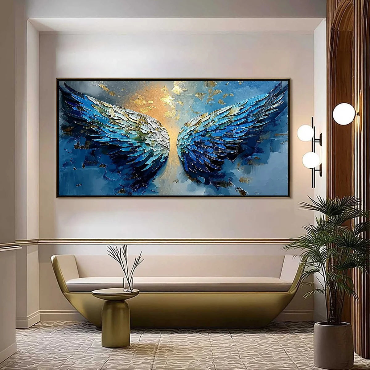 CELESTIAL ASCENSION: Textured Abstract Angel Wings | textured closeup, raised brushwork detail
