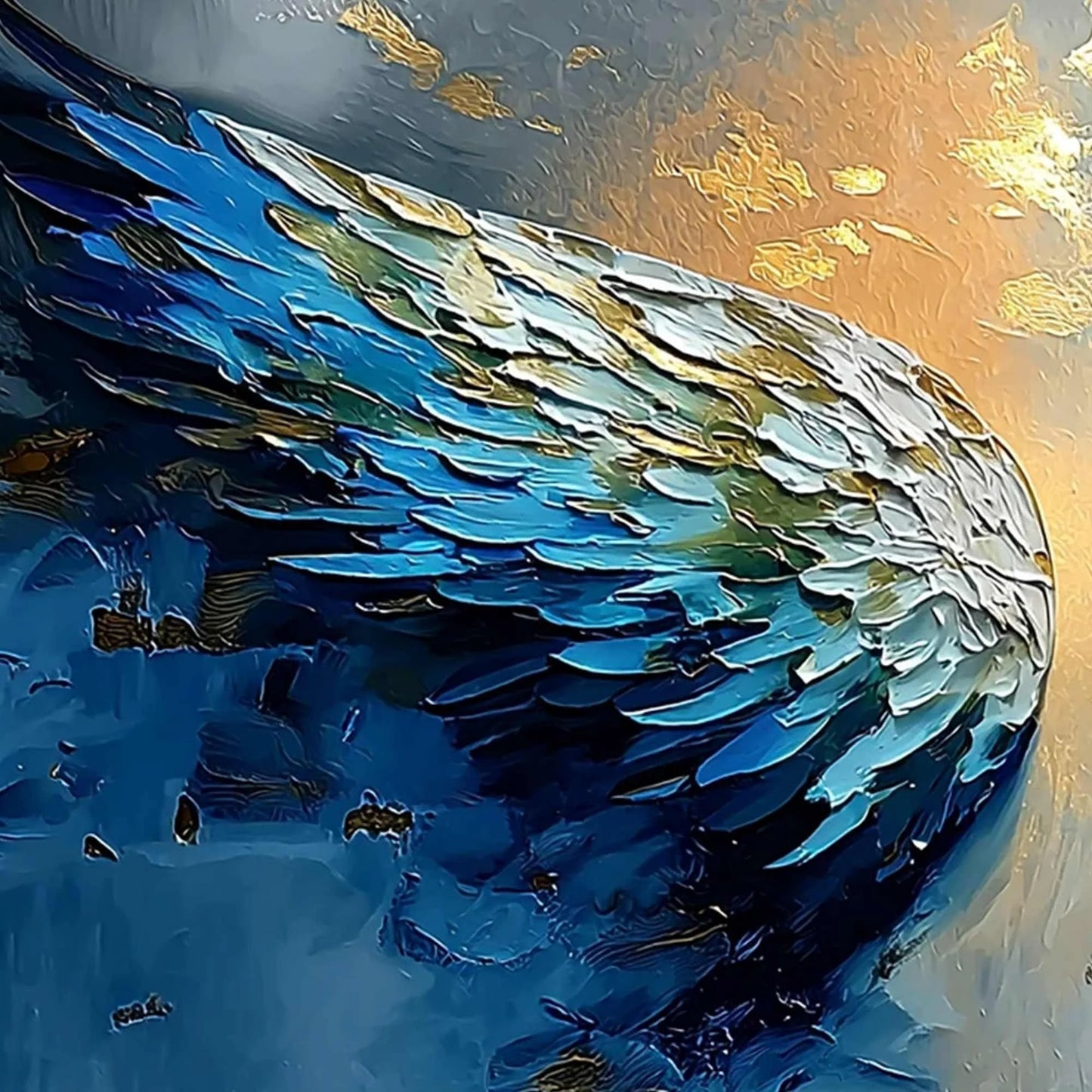 CELESTIAL ASCENSION: Textured Abstract Angel Wings | rectangular format, hand-painted canvas edge
