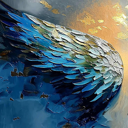 CELESTIAL ASCENSION: Textured Abstract Angel Wings | rectangular format, hand-painted canvas edge