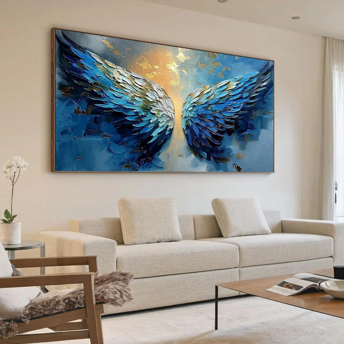 CELESTIAL ASCENSION: Textured Abstract Angel Wings | textured mood, soft natural light studio shot