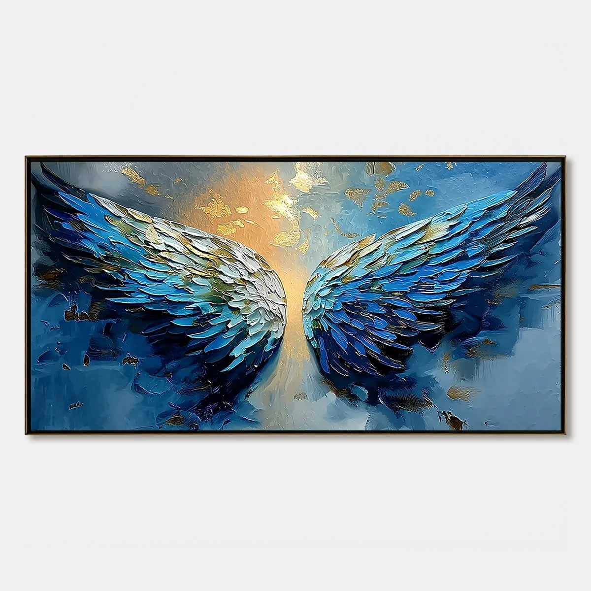 CELESTIAL ASCENSION: Textured Abstract Angel Wings | hanging in bedroom, textured wall art
