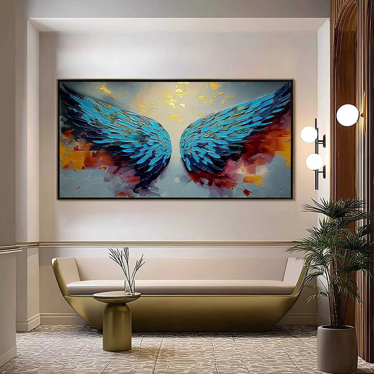 CELESTIAL ASCENT: Abstract Angel Wings Impasto Oil | abstract impasto closeup, raised brushwork detail