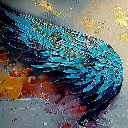 CELESTIAL ASCENT: Abstract Angel Wings Impasto Oil | rectangular format, hand-painted canvas edge