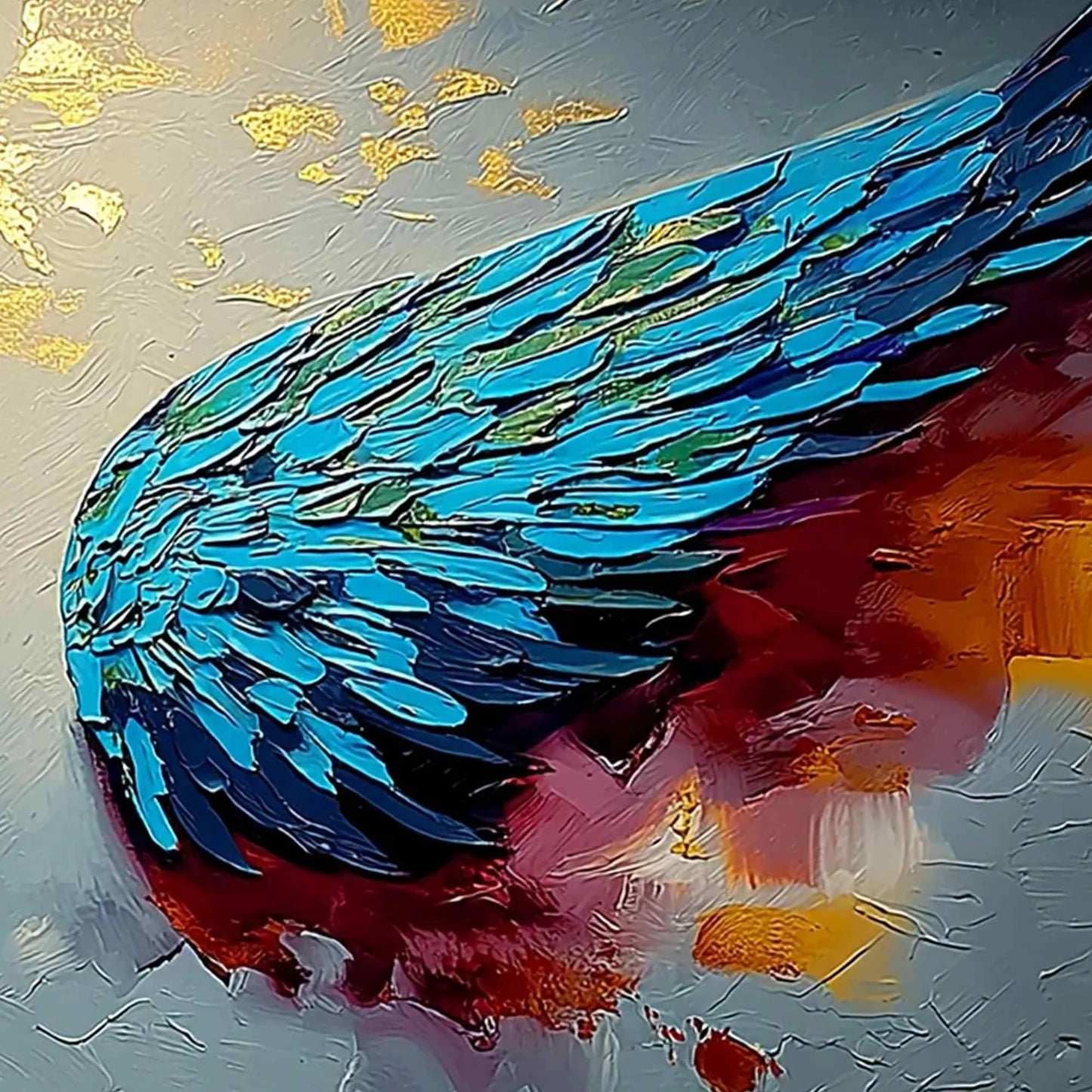 CELESTIAL ASCENT: Abstract Angel Wings Impasto Oil | rolled canvas, ready for custom framing
