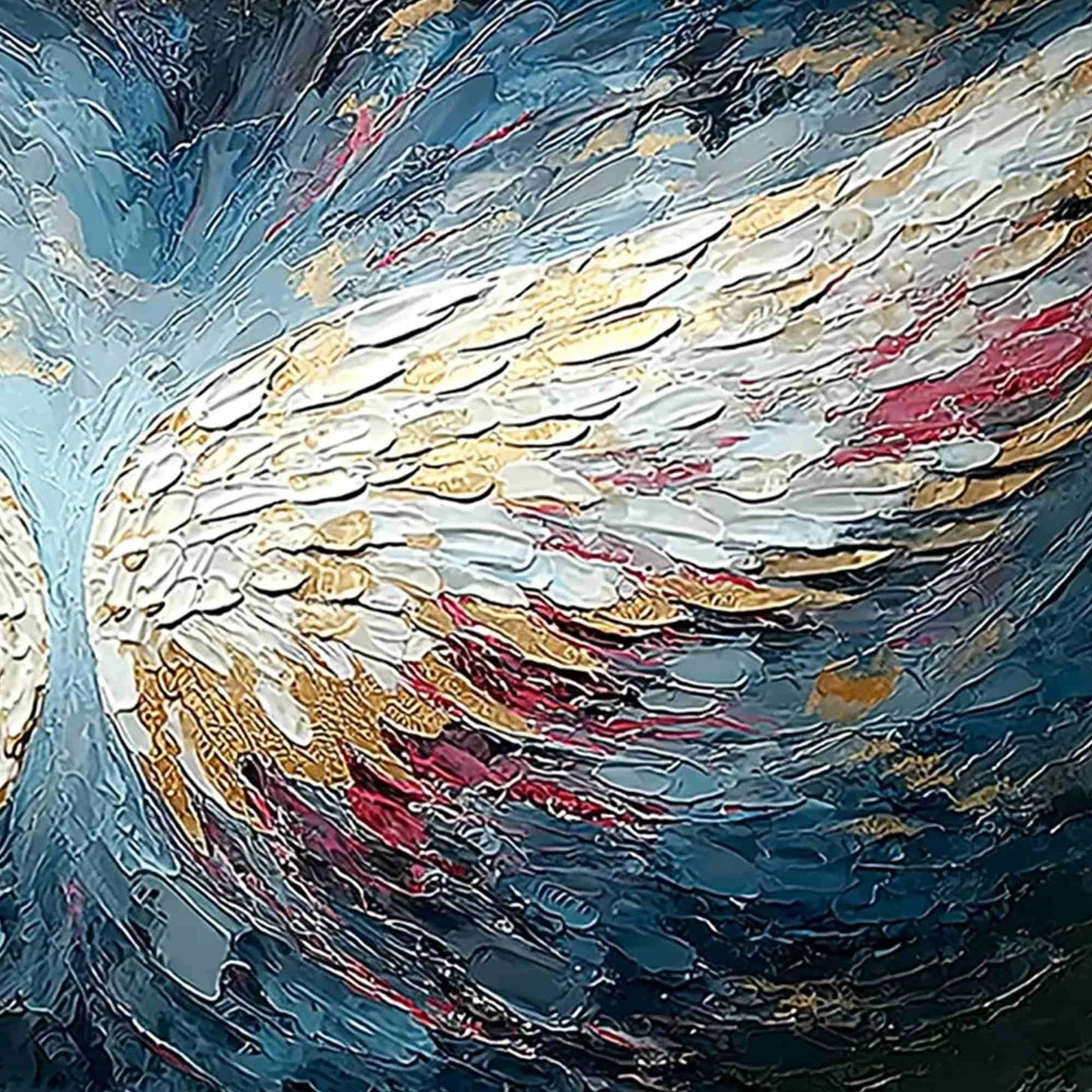 CELESTIAL ASCENT: Heavily Textured Abstract Angel Wings | rolled canvas, ready for custom framing