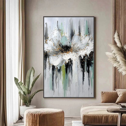 CELESTIAL BLOOM: Heavily Textured Abstract Floral | heavily textured closeup, raised brushwork detail