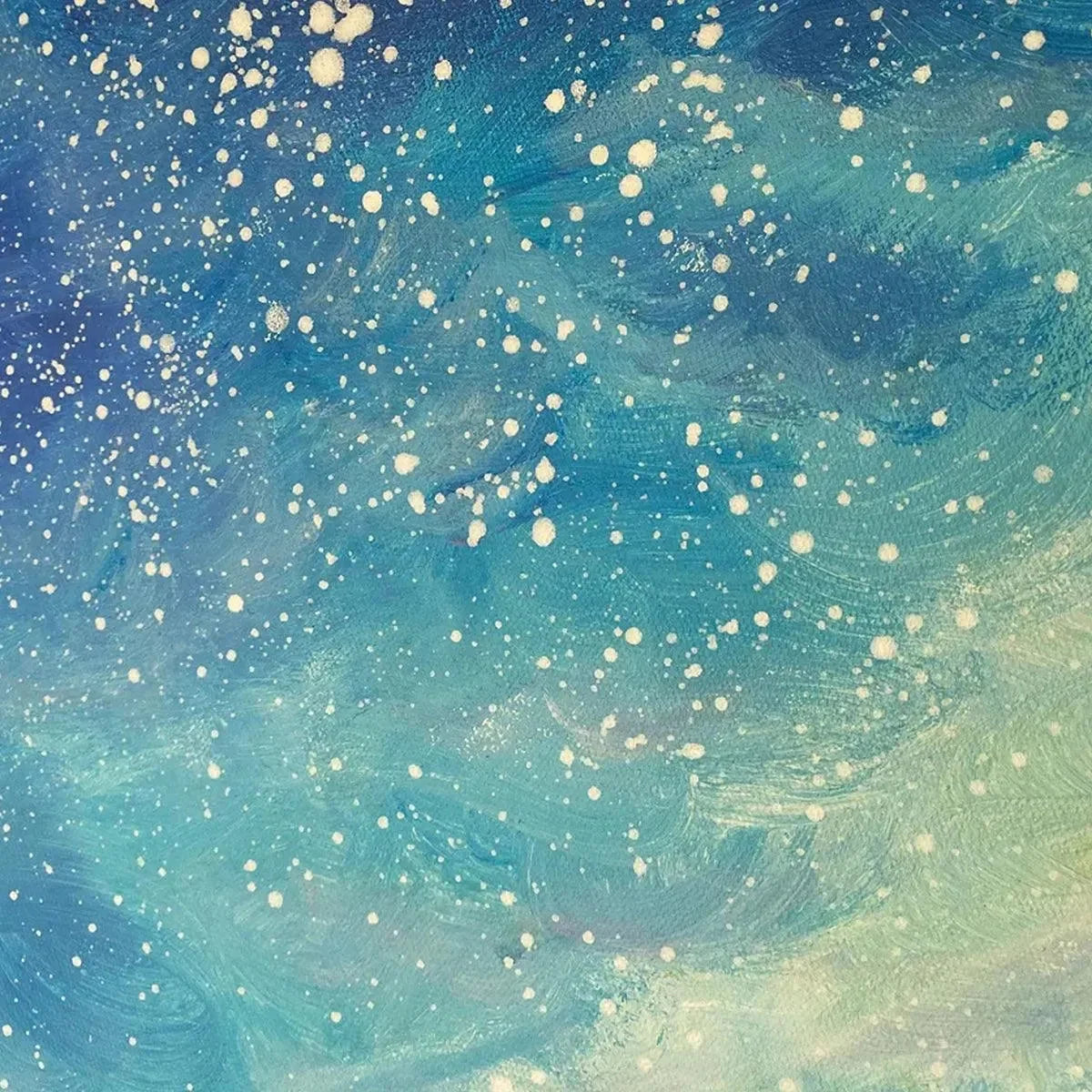 CELESTIAL DREAMSCAPE: Nightscape Painting, Starry Sky Wall Art, Panoramic Landscape, Horizontal Canvas | beige palette, original Hand-painted on wide stretched canvas with artist-grade oils; rich l...