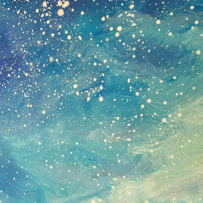 CELESTIAL DREAMSCAPE: Nightscape Painting, Starry Sky Wall Art, Panoramic Landscape, Horizontal Canvas | beige palette, original Hand-painted on wide stretched canvas with artist-grade oils; rich l...
