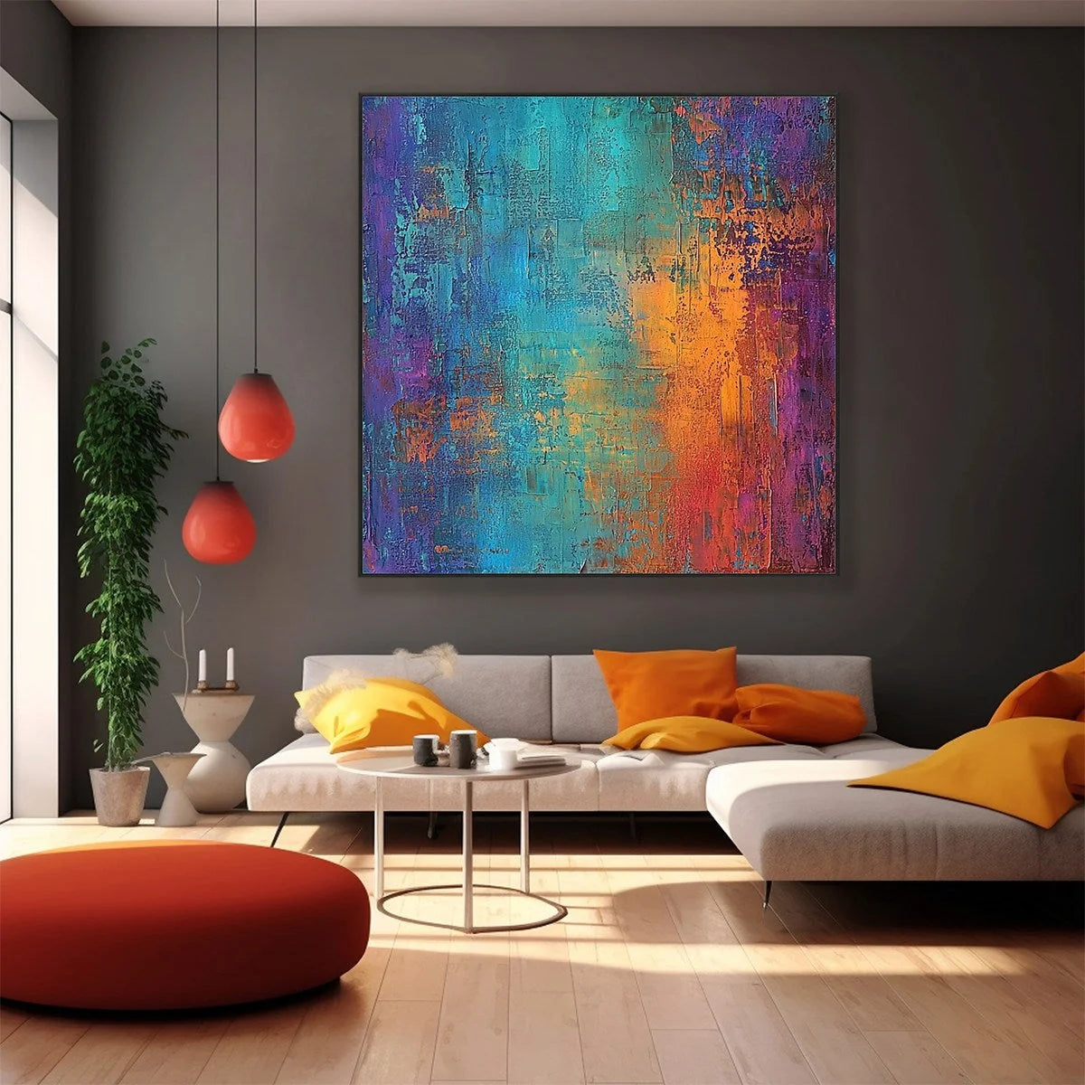 CELESTIAL FUSION: Textured Abstract Oil Painting | rolled canvas, ready for custom framing