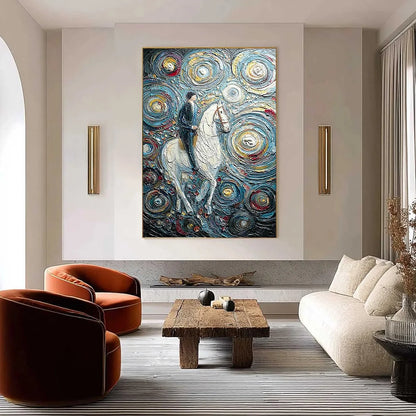 CELESTIAL JOURNEY: Textured Impasto Painting of a Crane | textured impasto closeup, raised brushwork detail