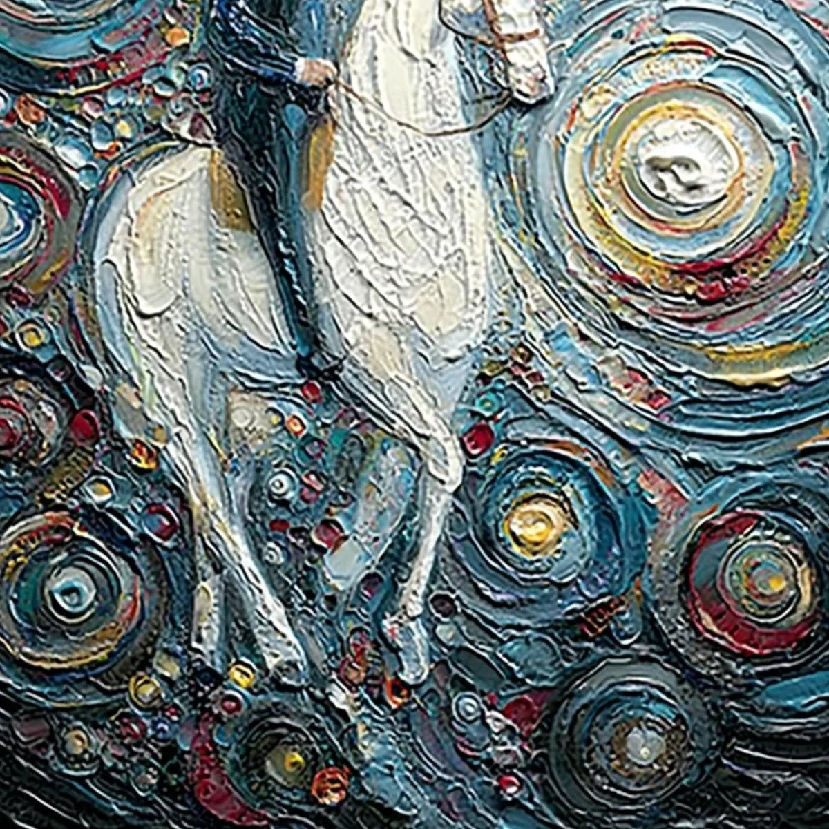 CELESTIAL JOURNEY: Textured Impasto Painting of a Crane | rolled canvas, ready for custom framing