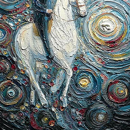 CELESTIAL JOURNEY: Textured Impasto Painting of a Crane | rolled canvas, ready for custom framing