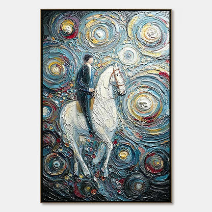 CELESTIAL JOURNEY: Textured Impasto Painting of a Crane | hanging in bedroom, textured impasto wall art