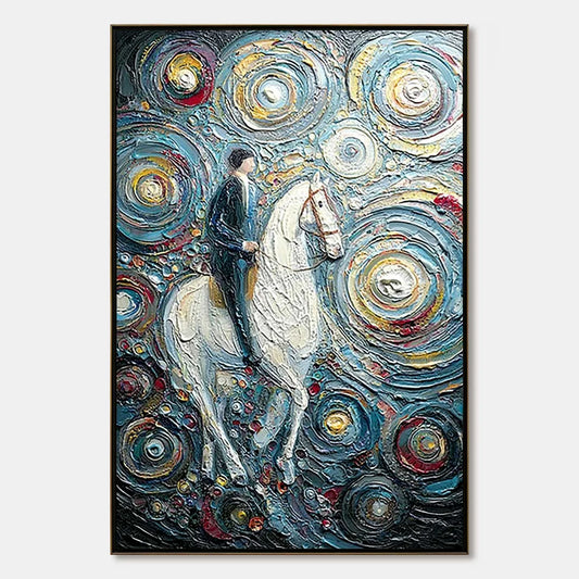CELESTIAL JOURNEY: Textured Impasto Painting of a Crane | hanging in bedroom, textured impasto wall art