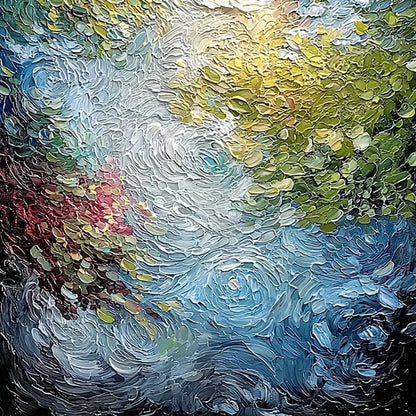 CELESTIAL POND: Heavily Textured Abstract Impasto | rolled canvas, ready for custom framing