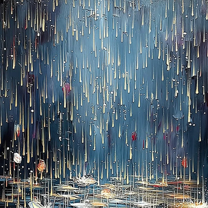 CELESTIAL POND: Textured Impasto Painting of Luminous Water | rectangular format, hand-painted canvas edge