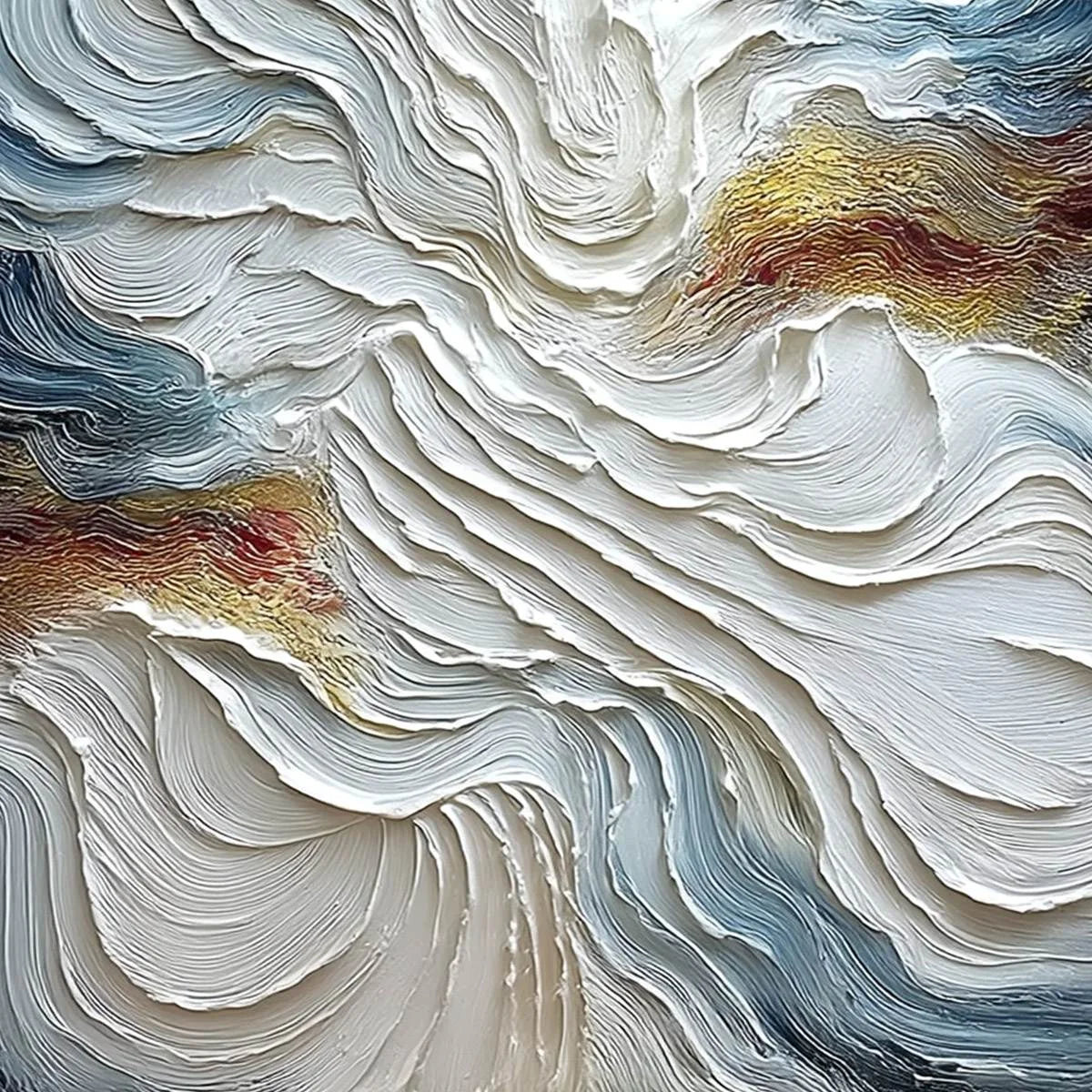 CELESTIAL TIDE: Heavily Textured Abstract Ocean Wave Oil Painting | rolled canvas, ready for custom framing