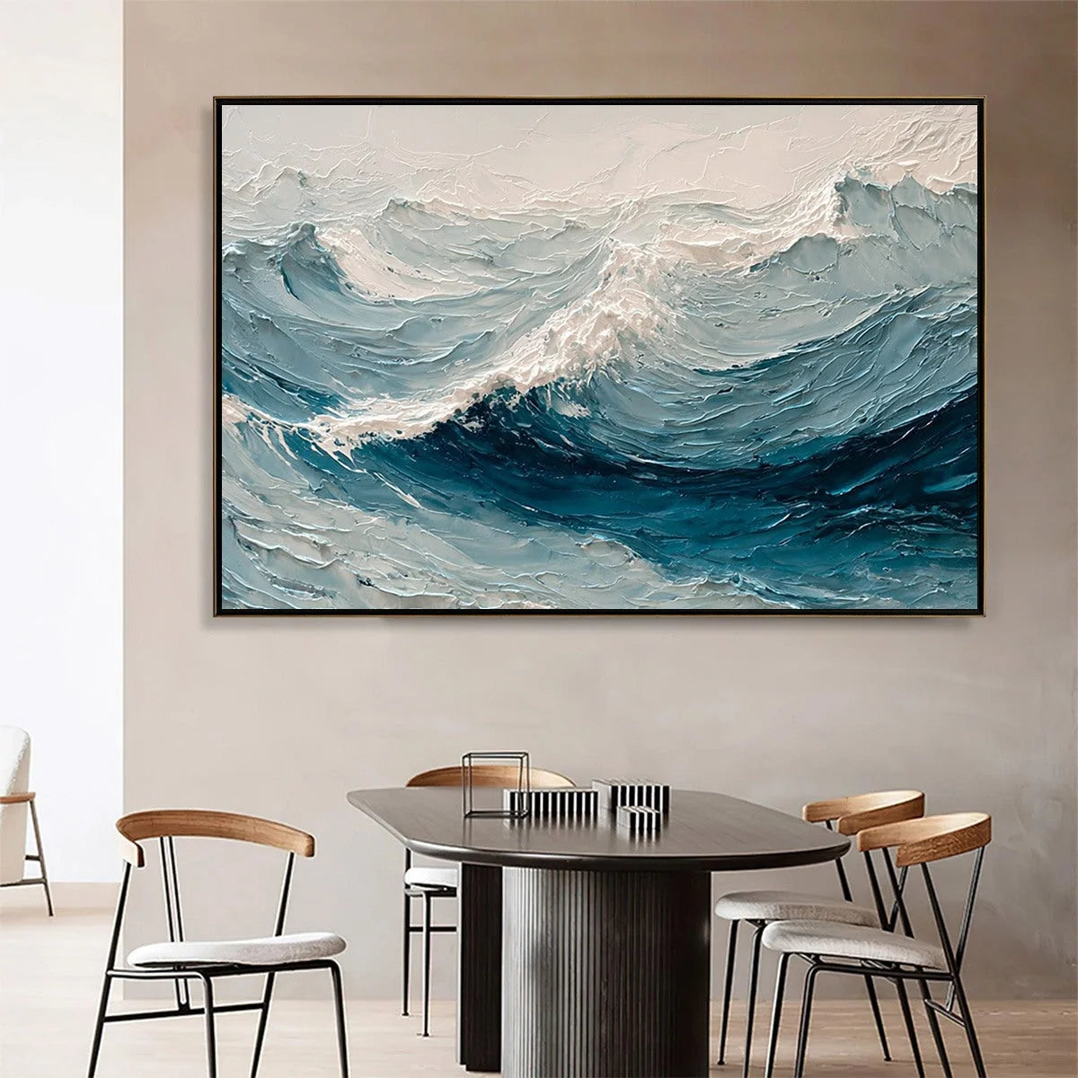CELTIC SURGE: Textured Impasto Ocean Wave Wall Art | textured impasto closeup, raised brushwork detail