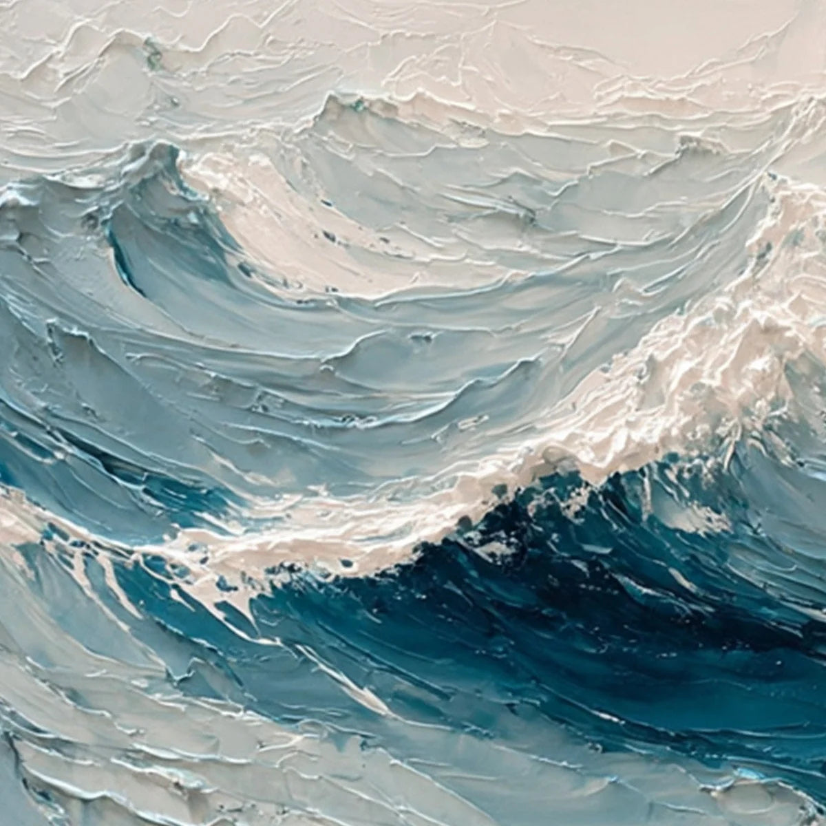 CELTIC SURGE: Textured Impasto Ocean Wave Wall Art | rectangular format, hand-painted canvas edge