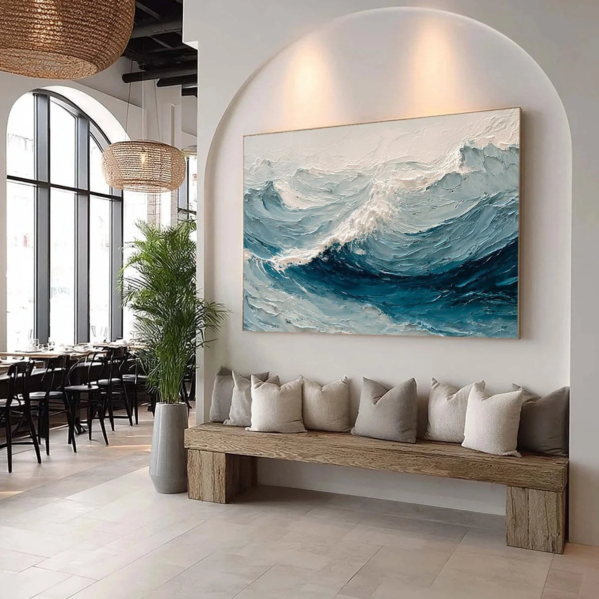 CELTIC SURGE: Textured Impasto Ocean Wave Wall Art | blue palette, original bedroom art