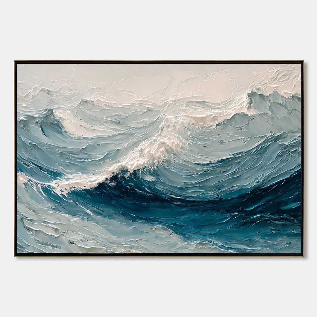 CELTIC SURGE: Textured Impasto Ocean Wave Wall Art | hanging in living room, textured impasto wall art