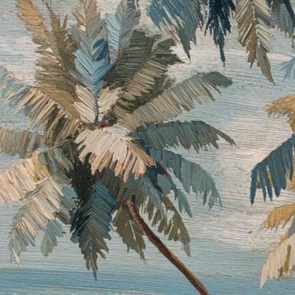 CERULEAN SHORE: Textured Impasto Palm Tree Beach | rolled canvas, ready for custom framing