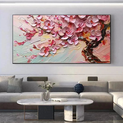 CHERRY BLOSSOM DREAM: Textured Impasto Cherry Blossom | textured impasto mood, soft natural light studio shot