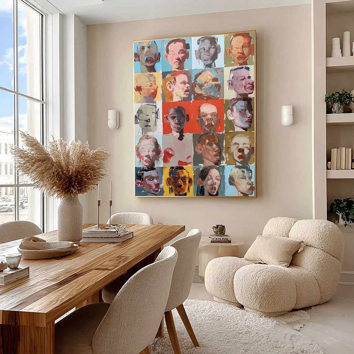 CHORUS OF FACES: Expressive, Textured Portrait Series | rectangular format, hand-painted canvas edge
