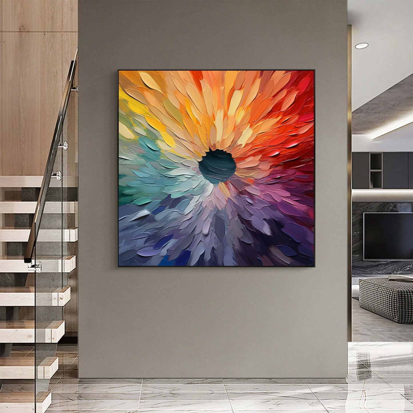 CHROMA BLOOM: Colorful Abstract Impasto Oil Painting | Abstract closeup, raised brushwork detail