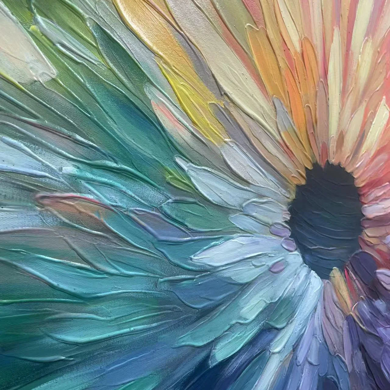 CHROMA BLOOM: Colorful Abstract Impasto Oil Painting | rolled canvas, ready for custom framing