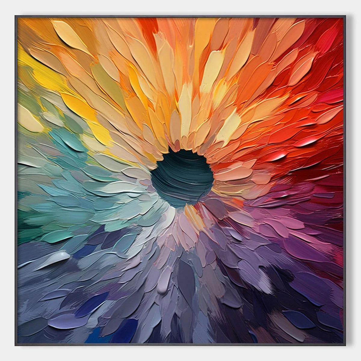 CHROMA BLOOM: Colorful Abstract Impasto Oil Painting | hanging in CHROMA BLOOM: Colorful Abstract Impasto Oil Painting featuring layered textured brushwork in refined tones; abstract composition wi...