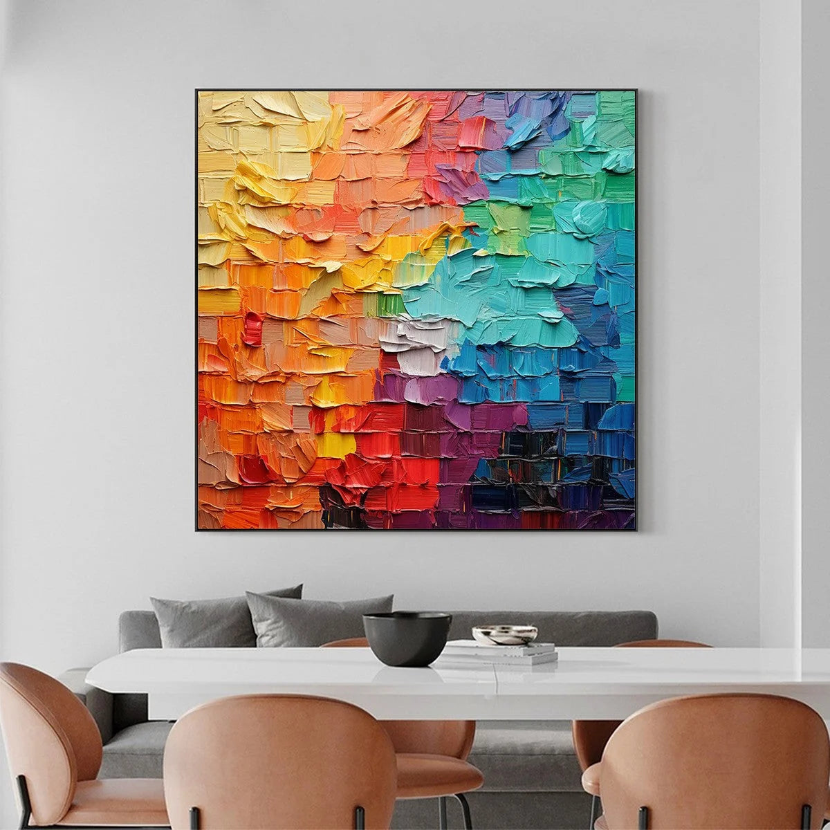 CHROMA FLOW: Textured Abstract Impasto Oil Painting | textured impasto mood, soft natural light studio shot