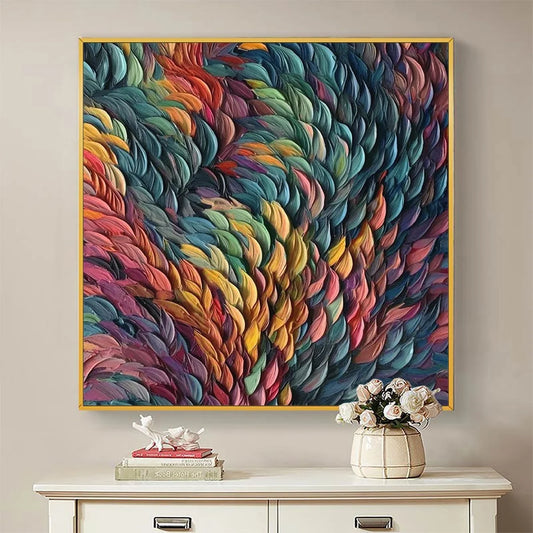 CHROMA WHIRL: Textured Impasto Oil Painting in Vibrant Multicolor