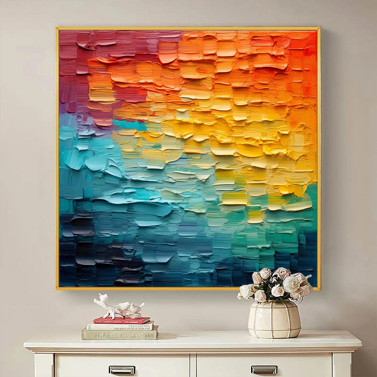 CHROMA FLOW: Textured Abstract Impasto Oil Painting | textured impasto closeup, raised brushwork detail