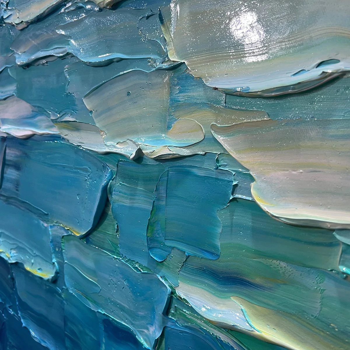 CHROMA FLOW: Textured Abstract Impasto Oil Painting | rectangular format, hand-painted canvas edge