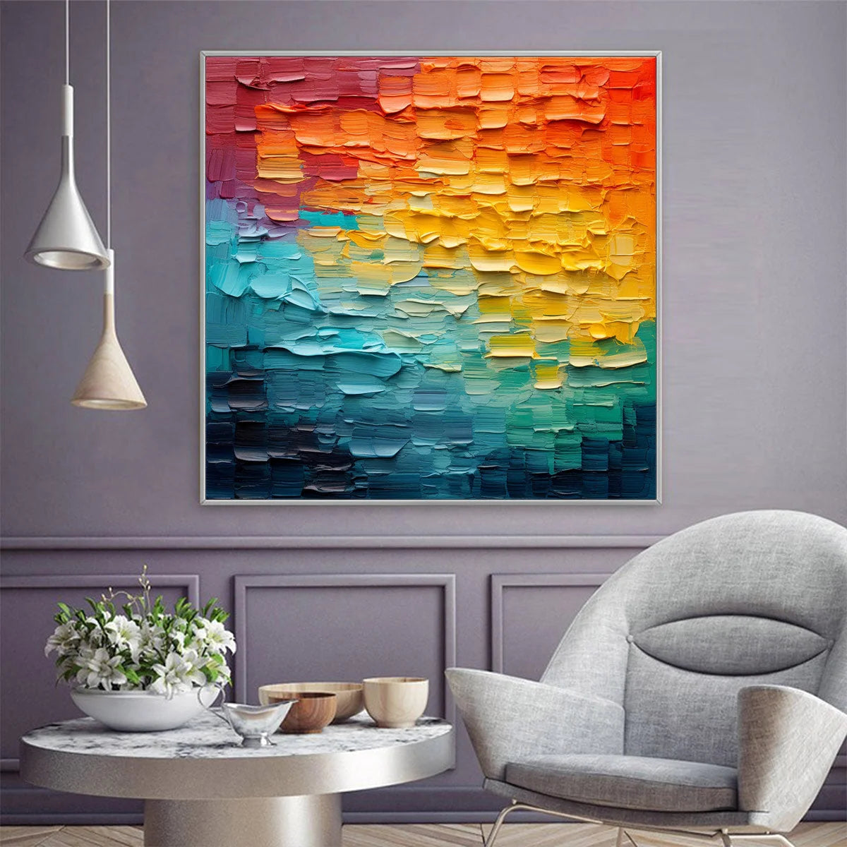 CHROMA FLOW: Textured Abstract Impasto Oil Painting | rolled canvas, ready for custom framing
