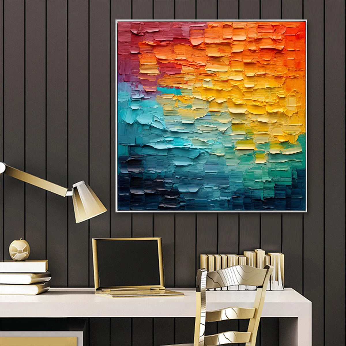 CHROMA FLOW: Textured Abstract Impasto Oil Painting | textured impasto mood, soft natural light studio shot