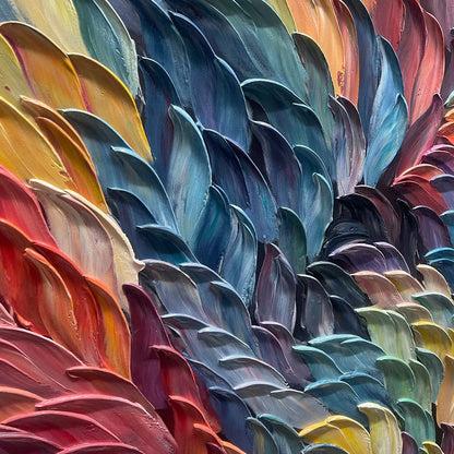 CHROMA WHIRL: Textured Impasto Oil Painting in Vibrant Multicolor | rectangular format, hand-painted canvas edge