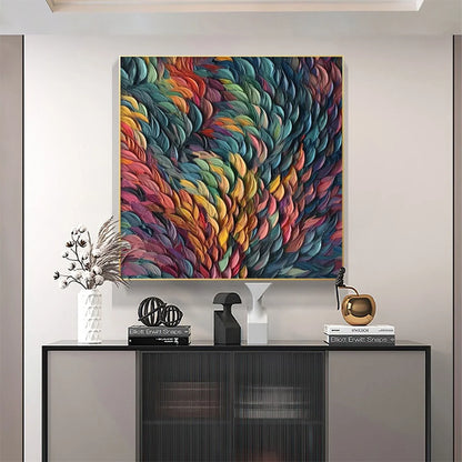 CHROMA WHIRL: Textured Impasto Oil Painting in Vibrant Multicolor | Abstract mood, soft natural light studio shot